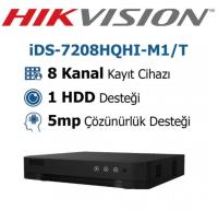 HIKVISION IDS-7208HQHI-M1/T 8  KANAL 1 SATA H265+ 5MP 3K  ACUSEARCH DVR KAYIT CIHAZI